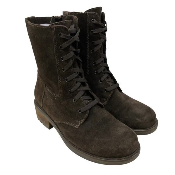 La Canadienne Boots Womens 6.5 M Suede Lace Up Zip Combat Ankle Dark Brown - Picture 1 of 11